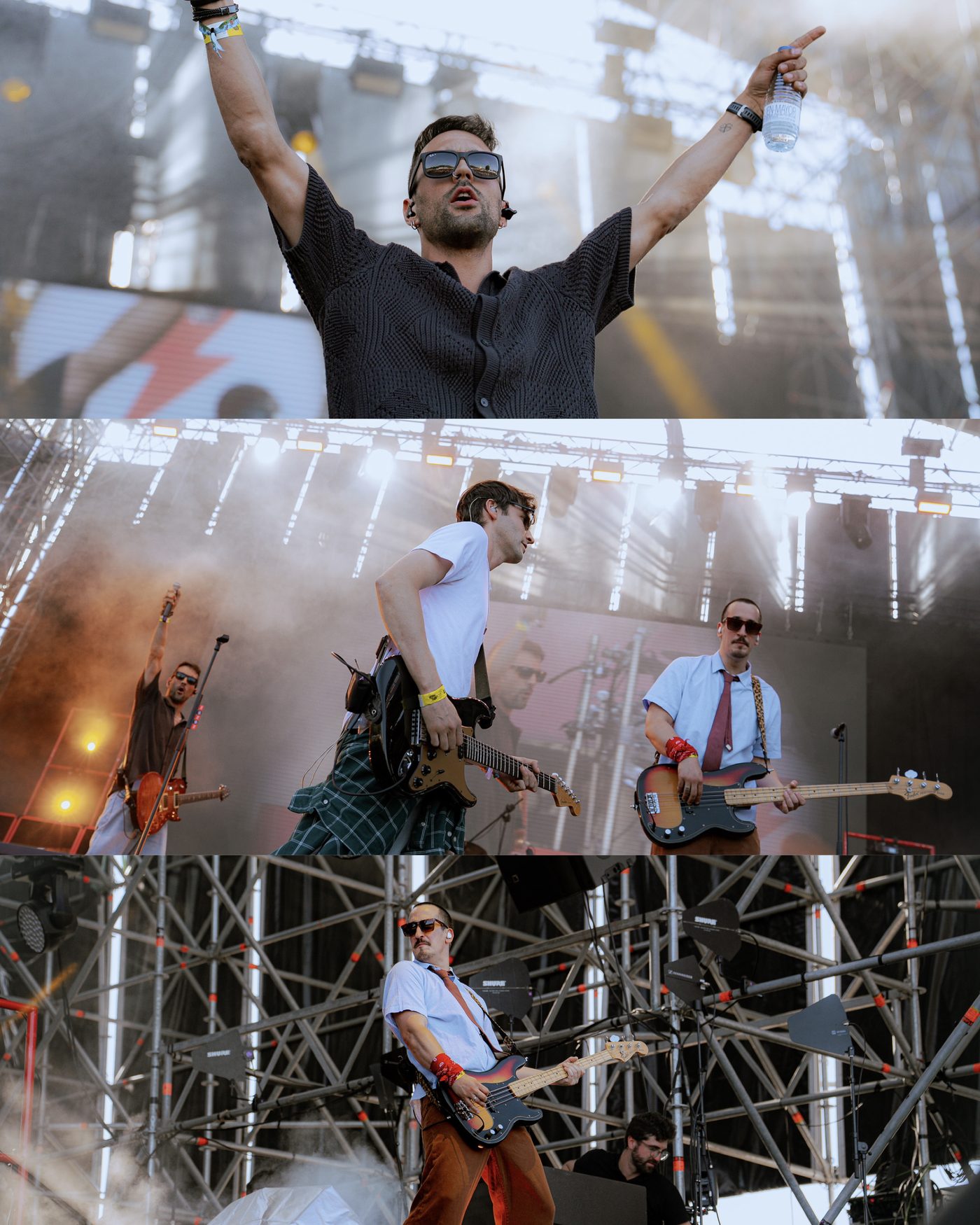 Fotografía de festival — colaje de la banda en escena